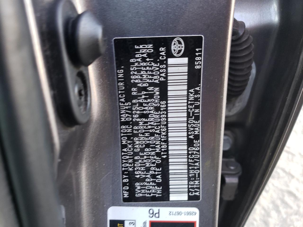 Photo 10 from auction – 2015 TOYOTA CAMRY LE with VIN 4T1BF1FK6FU993166