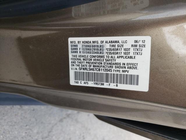 Photo 10 from auction – 2012 HONDA ODYSSEY EX with VIN 5FNRL5H67CB112045