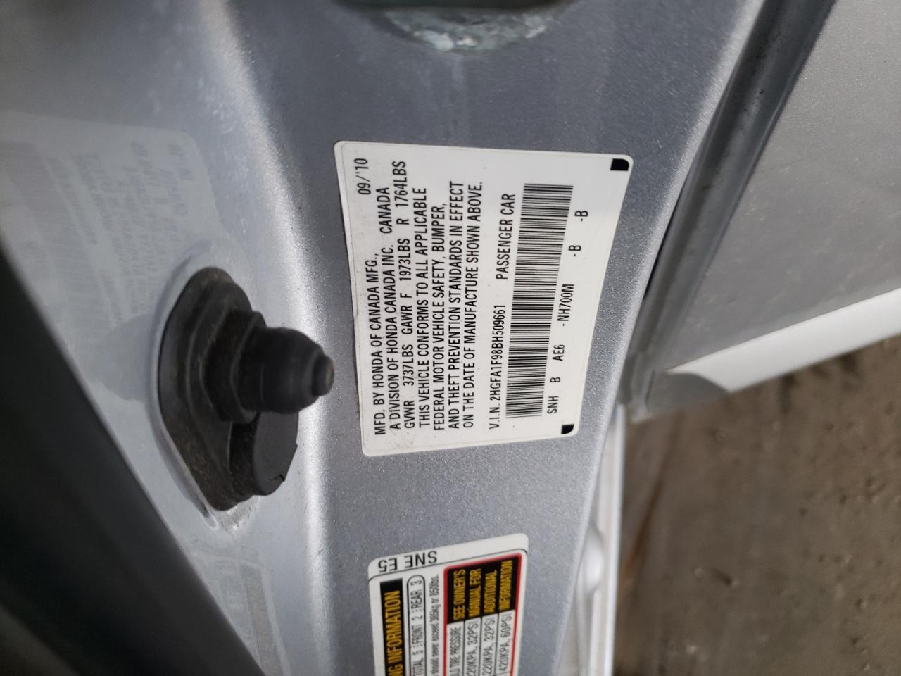 Photo 10 from auction – 2011 HONDA CIVIC EXL with VIN 2HGFA1F98BH509661