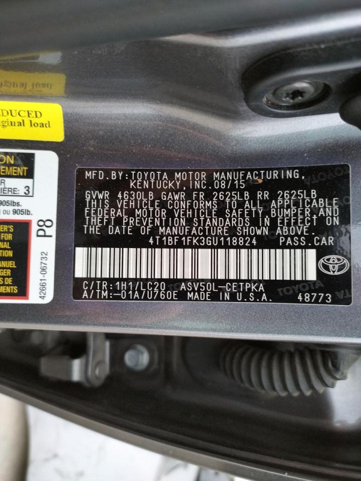 Photo 10 from auction – 2016 TOYOTA CAMRY LE with VIN 4T1BF1FK3GU118824