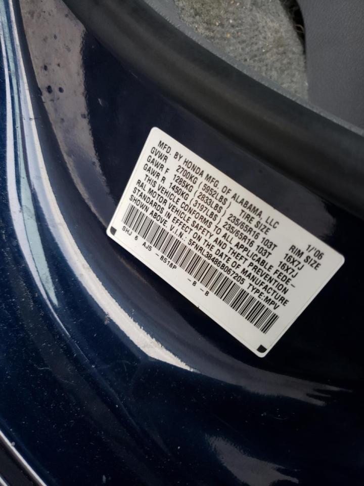 Photo 10 from auction – 2006 HONDA ODYSSEY EX with VIN 5FNRL38486B067205