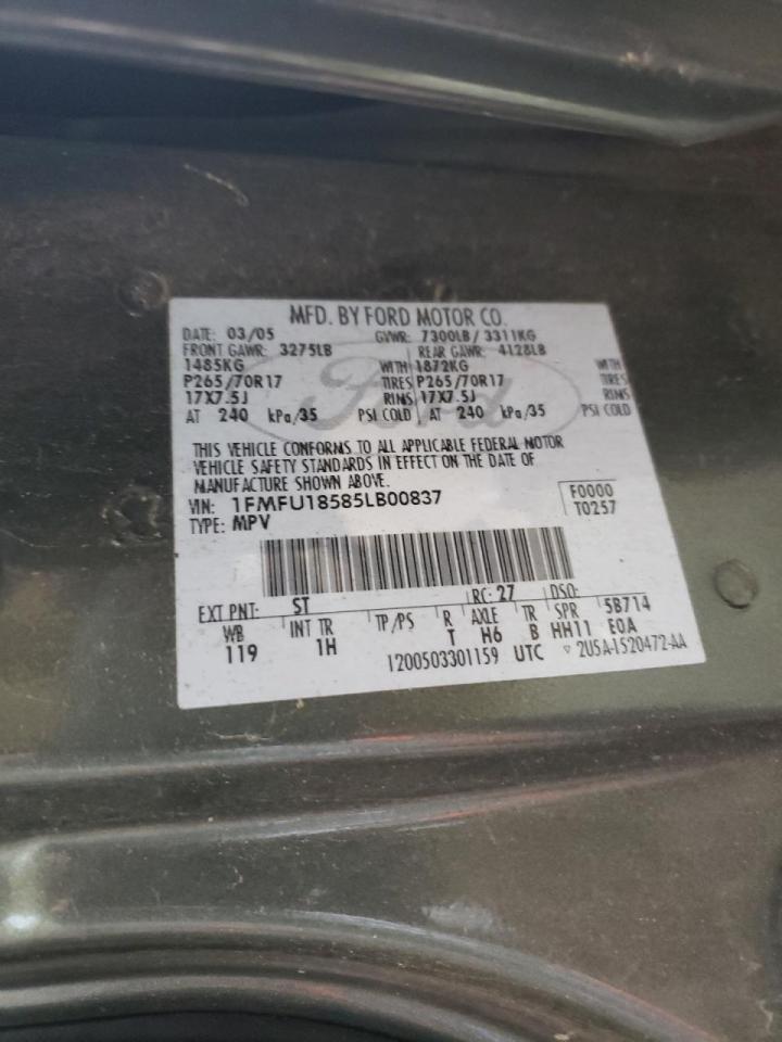 Photo 10 from auction – 2005 FORD EXPEDITION with VIN 1FMFU18585LB00837
