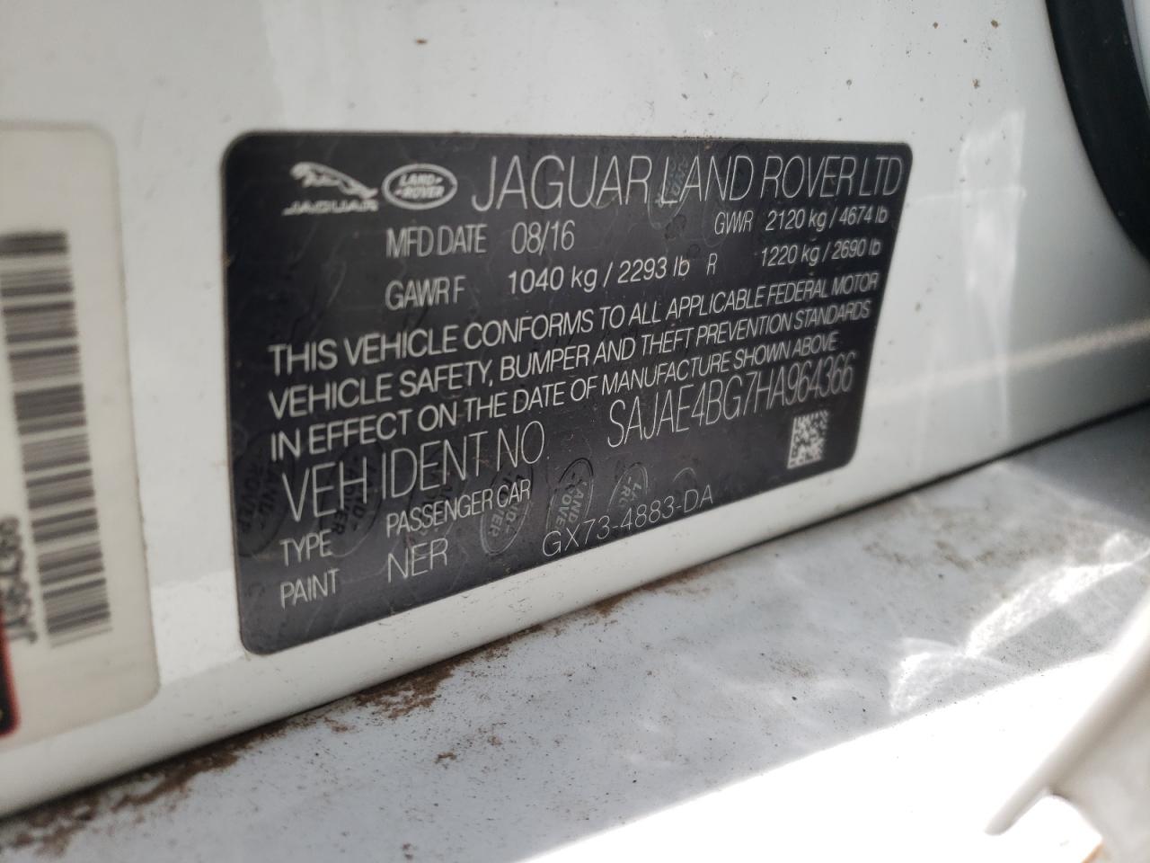 Photo 10 from auction – 2017 JAGUAR XE PRESTIG with VIN SAJAE4BG7HA964366