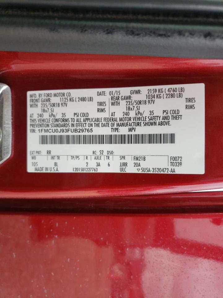 Photo 10 from auction – 2015 FORD ESCAPE TIT with VIN 1FMCU0J93FUB29765