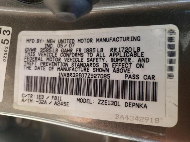 Photo 10 from auction – 2007 TOYOTA COROLLA CE with VIN 1NXBR32E07Z927085