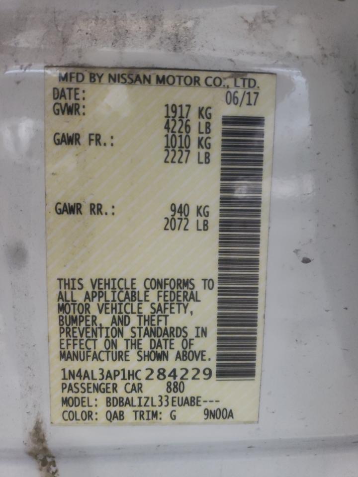 Photo 10 from auction – 2017 NISSAN ALTIMA 2.5 with VIN 1N4AL3AP1HC284229