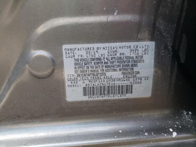 Photo 10 from auction – 2019 NISSAN VERSA S with VIN 3N1CN7AP7KL871375