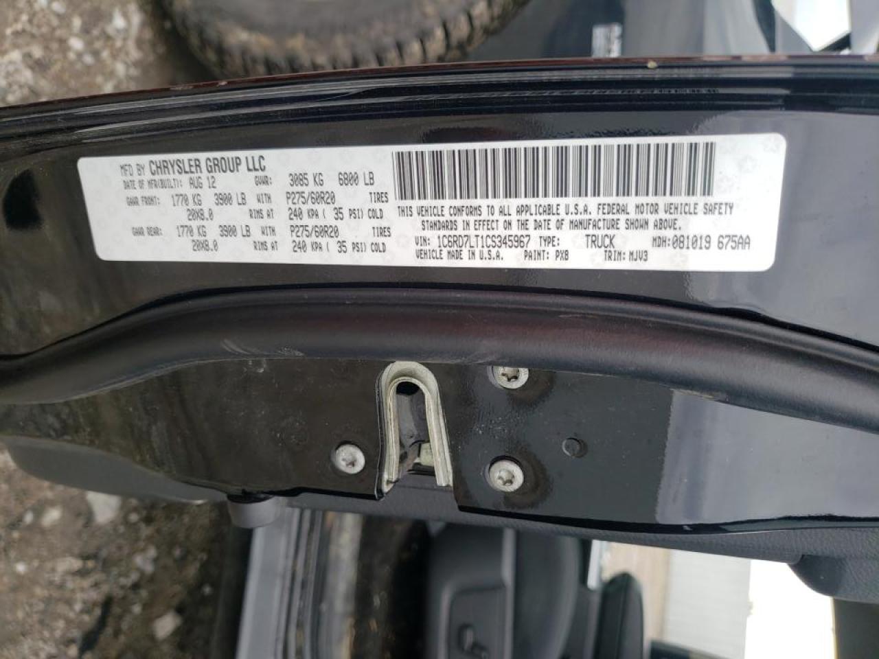Photo 10 from auction – 2012 DODGE RAM 1500 S with VIN 1C6RD7LT1CS345967