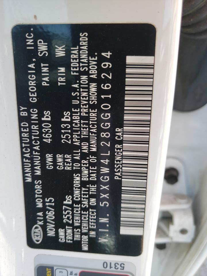 Photo 10 from auction – 2016 KIA OPTIMA SX with VIN 5XXGW4L28GG016294