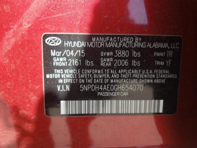 Photo 10 from auction – 2016 HYUNDAI ELANTRA with VIN 5NPDH4AE0GH654070