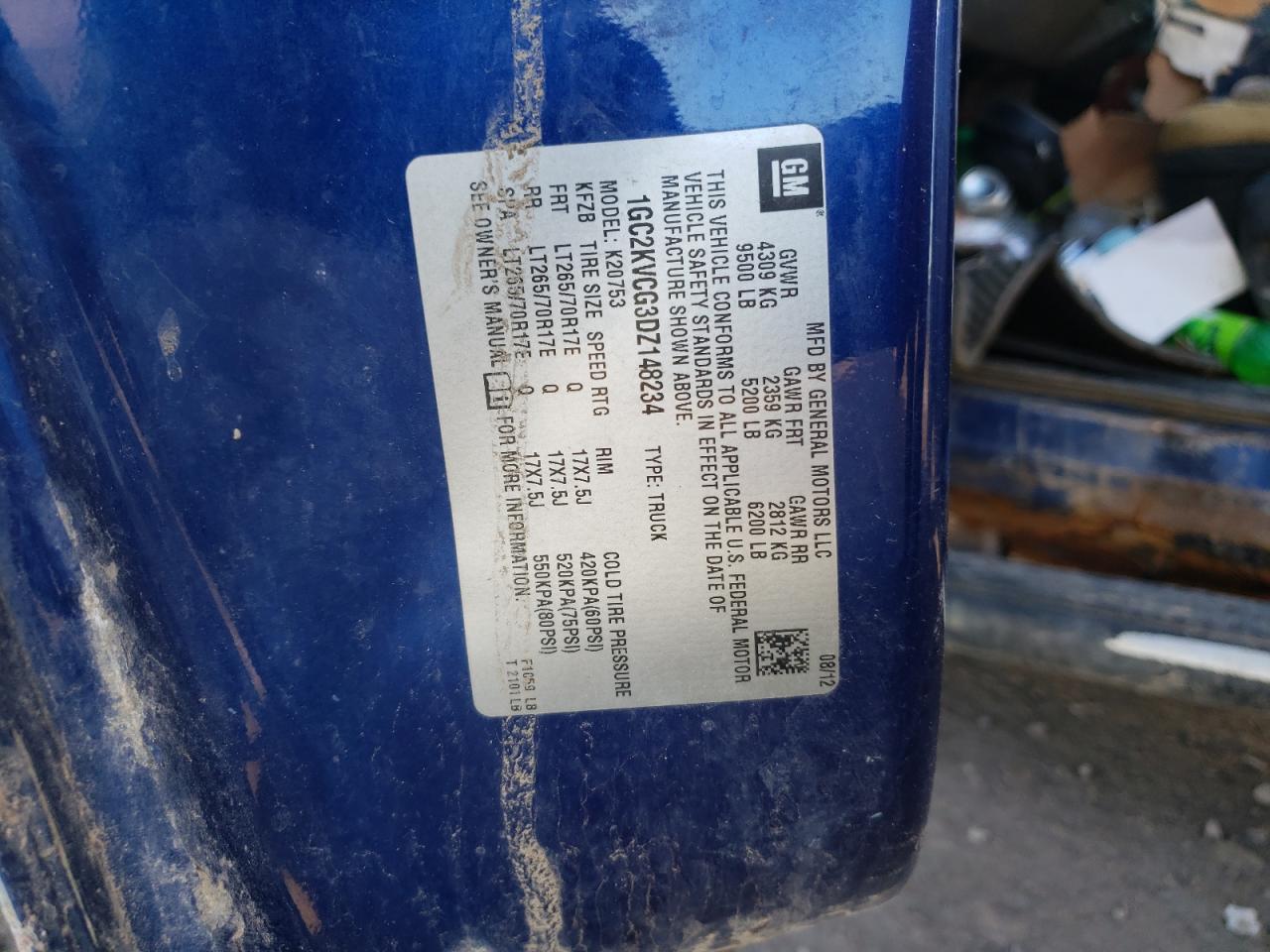 Photo 10 from auction – 2013 CHEVROLET SILVERADO with VIN 1GC2KVCG3DZ148234