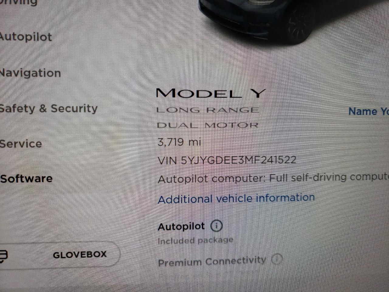 Photo 8 from auction – 2021 TESLA MODEL Y with VIN 5YJYGDEE3MF241522