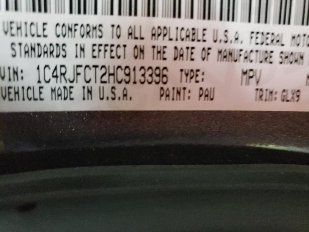 Photo 10 from auction – 2017 JEEP GRAND CHER with VIN 1C4RJFCT2HC913396