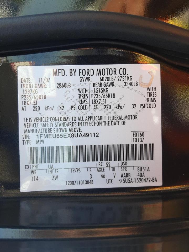 Zdjęcie 10 z aukcji – 2008 FORD EXPLORER L z VIN 1FMEU65EX8UA49112