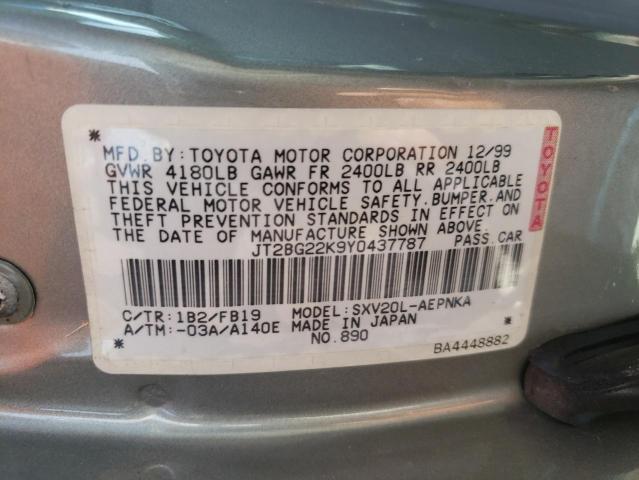 Photo 10 from auction – 2000 TOYOTA CAMRY with VIN JT2BG22K9Y0437787