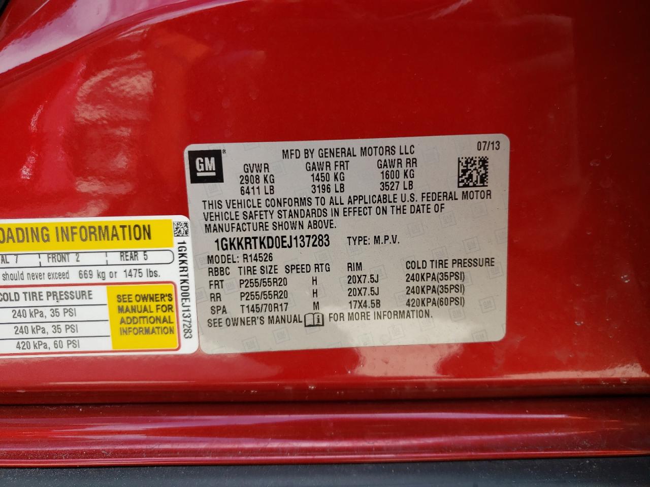 Photo 10 from auction – 2014 GMC ACADIA DEN with VIN 1GKKRTKD0EJ137283