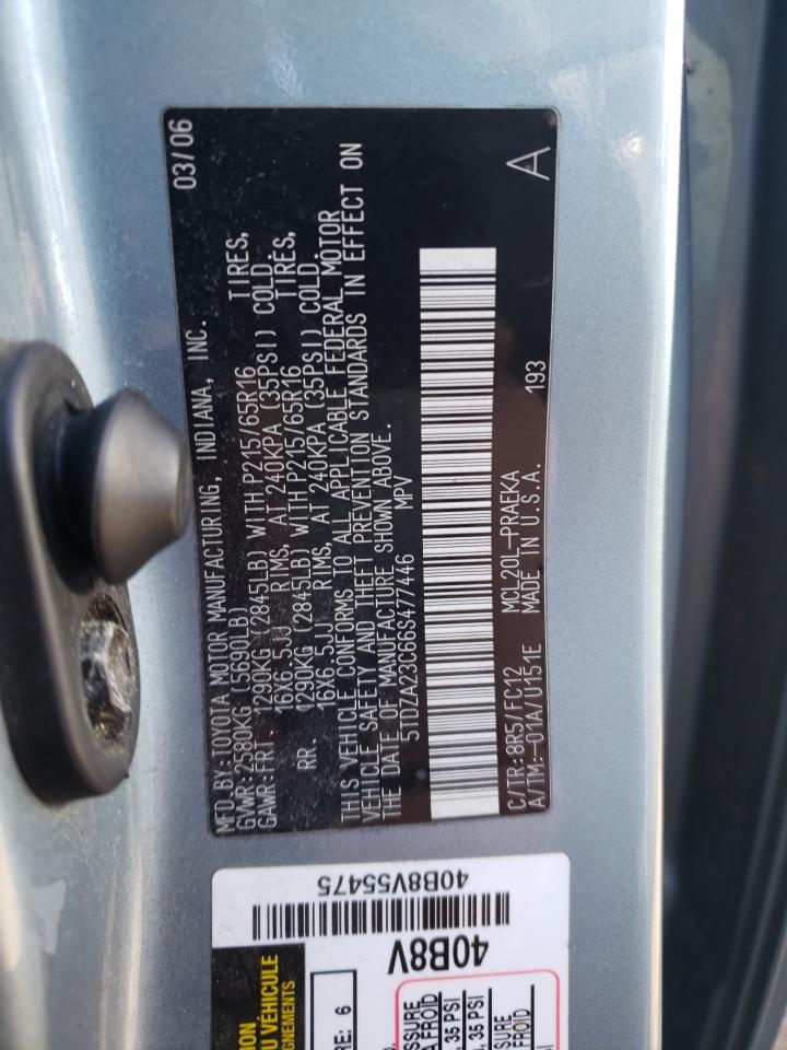 Photo 10 from auction – 2006 TOYOTA SIENNA CE with VIN 5TDZA23C66S477446