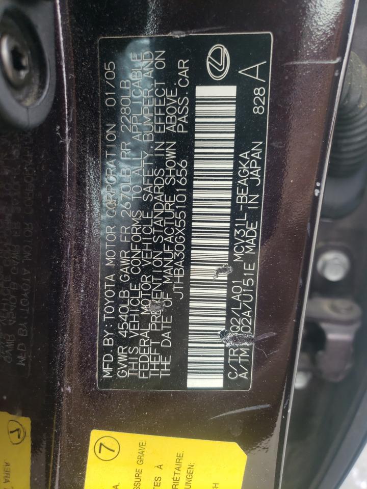 Photo 10 from auction – 2005 LEXUS ES 330 with VIN JTHBA30GX55101656
