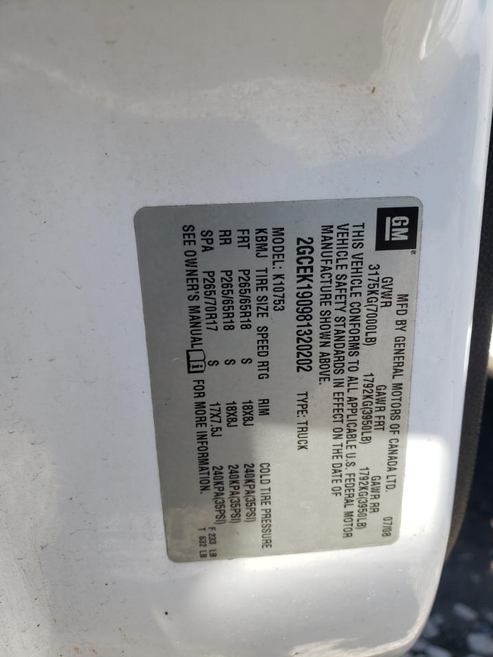 Photo 10 from auction – 2008 CHEVROLET SILVERADO with VIN 2GCEK190981320202
