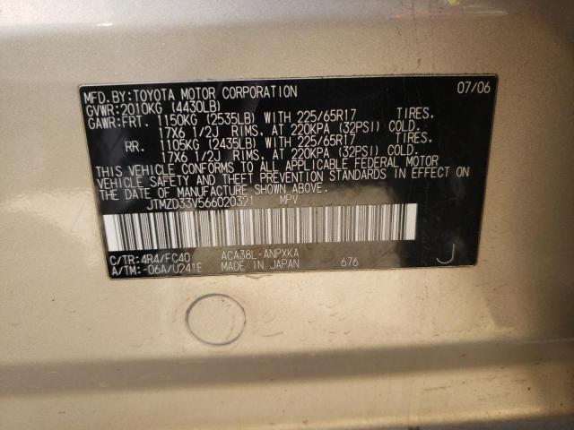 Photo 10 from auction – 2006 TOYOTA RAV4 with VIN JTMZD33V566020321