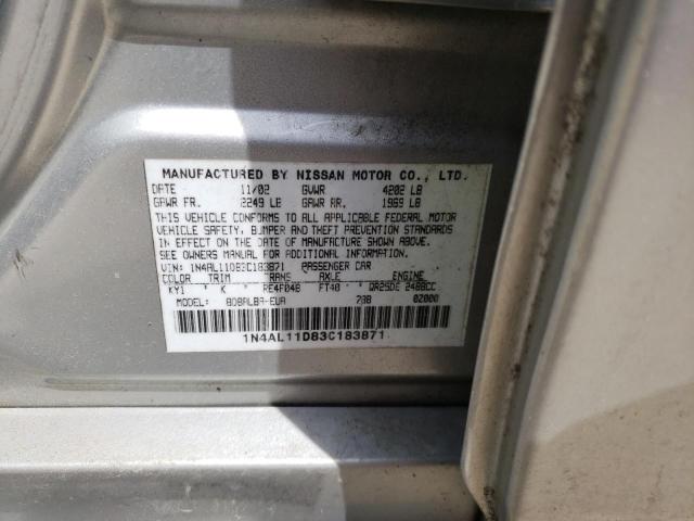 Photo 10 from auction – 2003 NISSAN ALTIMA BAS with VIN 1N4AL11D83C183871