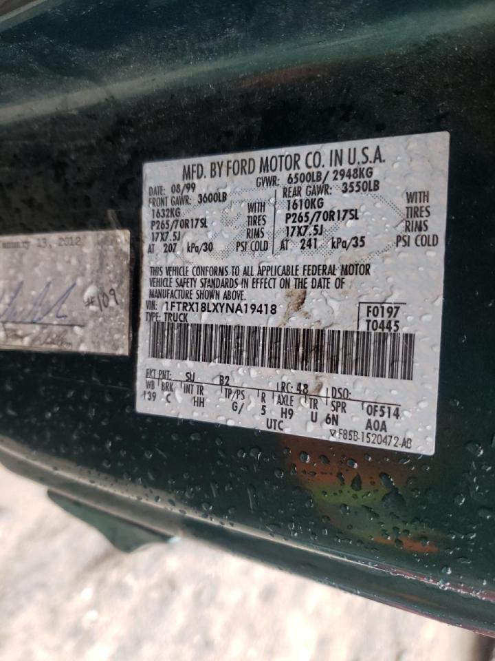 Photo 10 from auction – 2000 FORD F150 with VIN 1FTRX18LXYNA19418