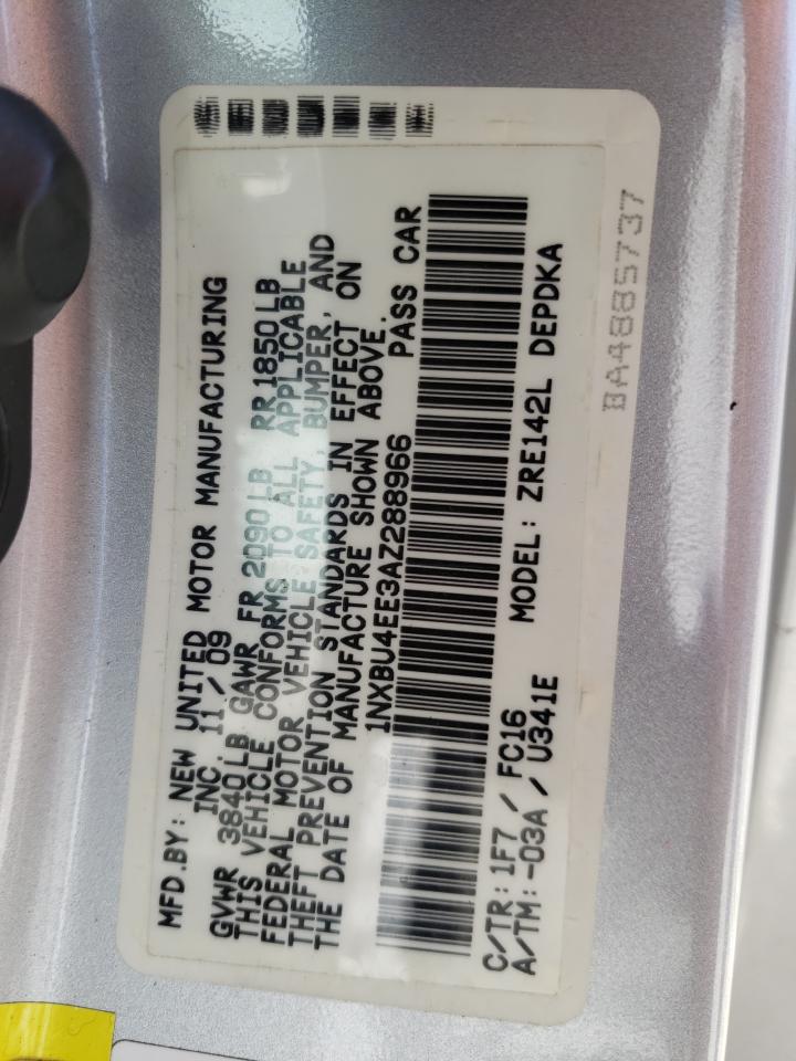Photo 10 from auction – 2010 TOYOTA COROLLA BA with VIN 1NXBU4EE3AZ288966