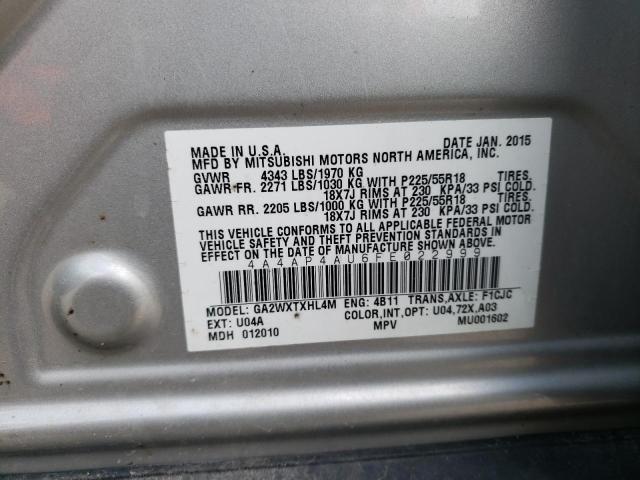 Photo 10 from auction – 2015 MITSUBISHI OUTLANDER with VIN 4A4AP4AU6FE022999