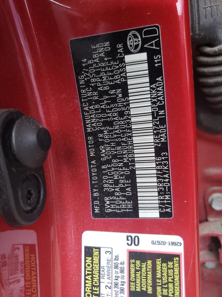 Photo 10 from auction – 2015 TOYOTA COROLLA L with VIN 2T1BURHEXFC329515