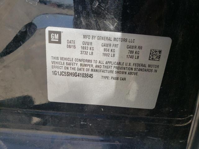 Photo 10 from auction – 2016 CHEVROLET SONIC LT with VIN 1G1JC5SH9G4103845