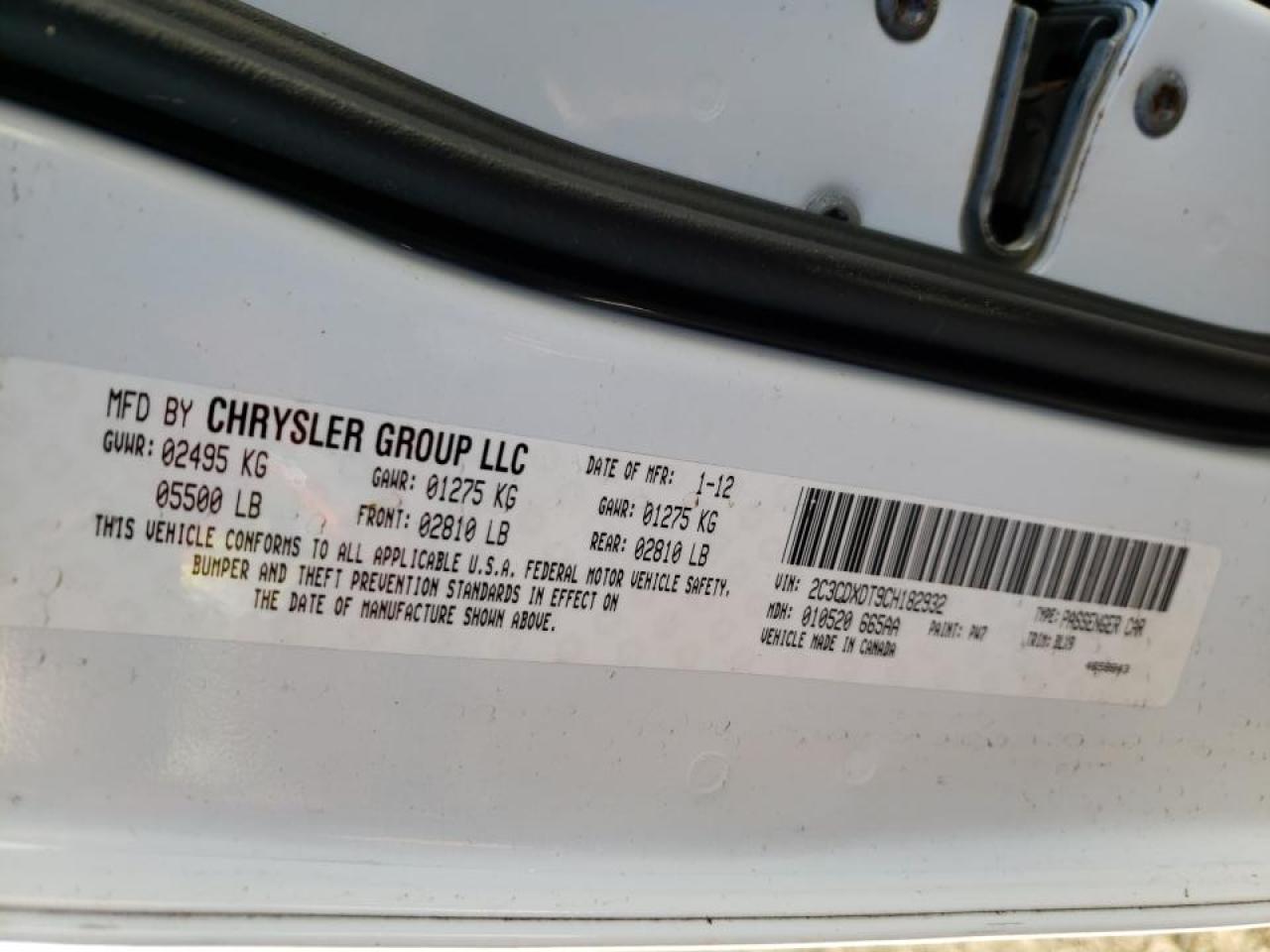 Photo 10 from auction – 2012 DODGE CHARGER R/ with VIN 2C3CDXDT9CH182932
