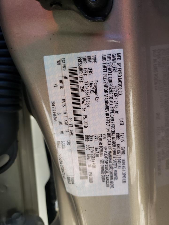 Photo 10 from auction – 2016 FORD FOCUS SE with VIN 1FADP3F28GL248230