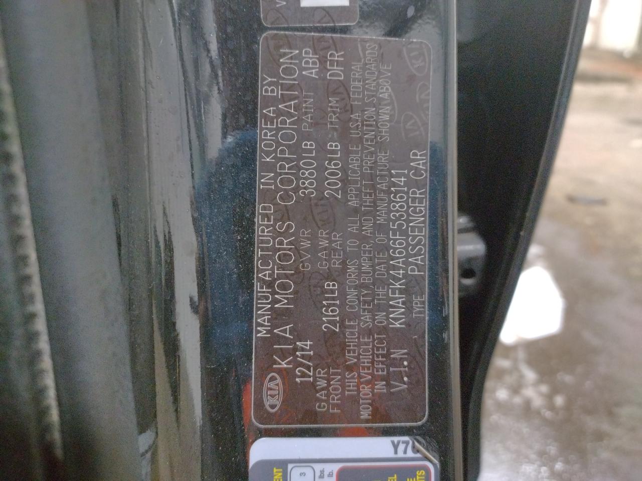 Photo 10 from auction – 2015 KIA FORTE LX with VIN KNAFK4A66F5386141