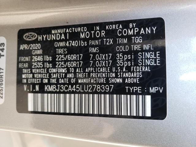 Photo 10 from auction – 2020 HYUNDAI TUCSON LIM with VIN KM8J3CA45LU278397