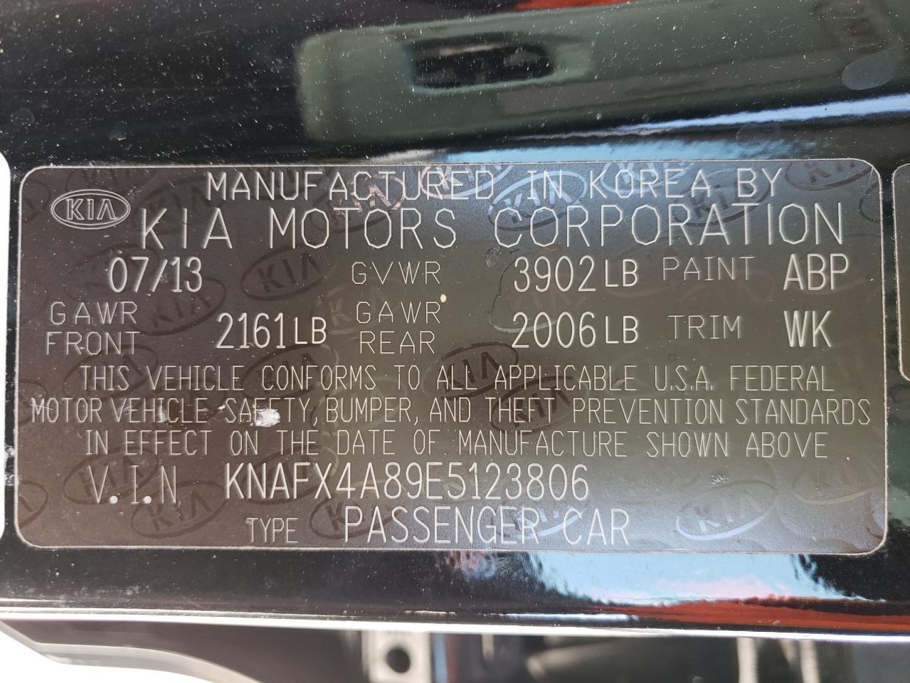 Photo 10 from auction – 2014 KIA FORTE EX with VIN KNAFX4A89E5123806