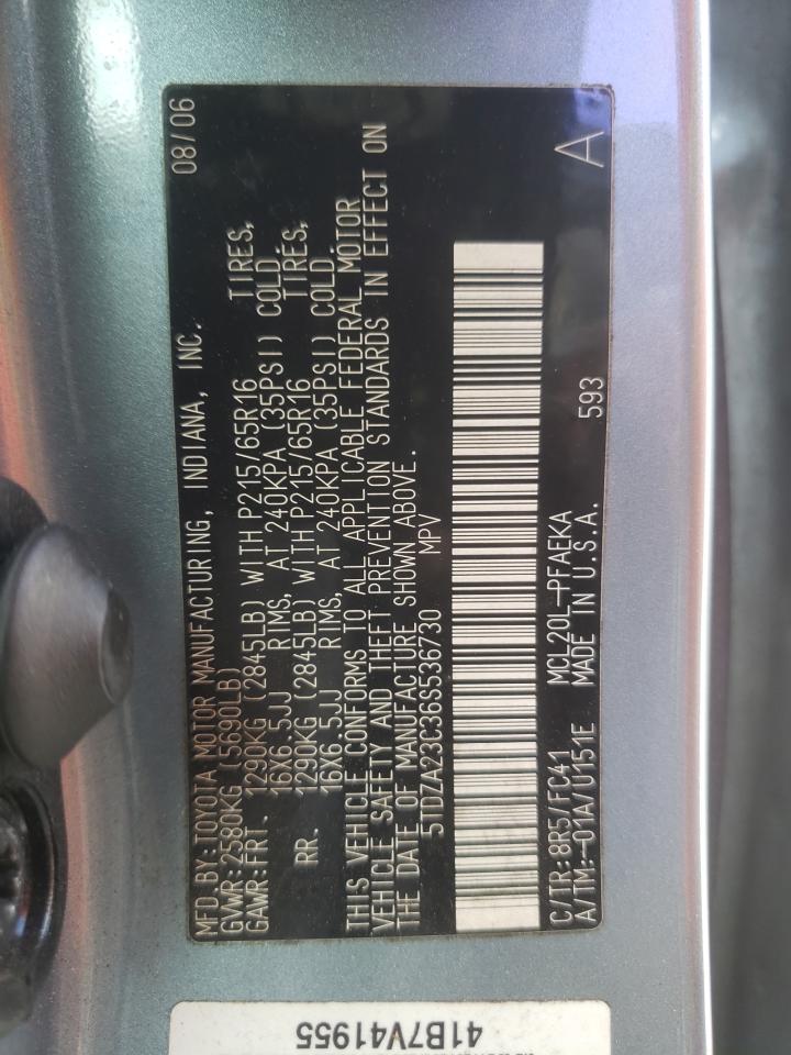 Photo 10 from auction – 2006 TOYOTA SIENNA CE with VIN 5TDZA23C36S536730