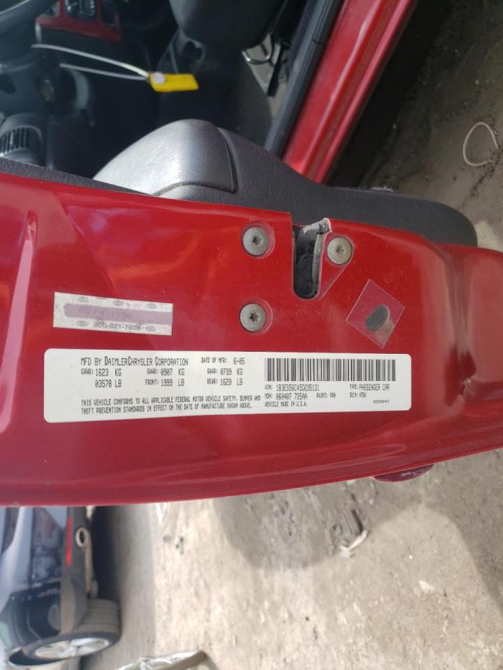 Photo 10 from auction – 2005 DODGE NEON SXT with VIN 1B3ES56C45D235131