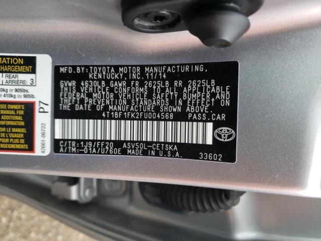 Photo 10 from auction – 2015 TOYOTA CAMRY LE with VIN 4T1BF1FK2FU004568