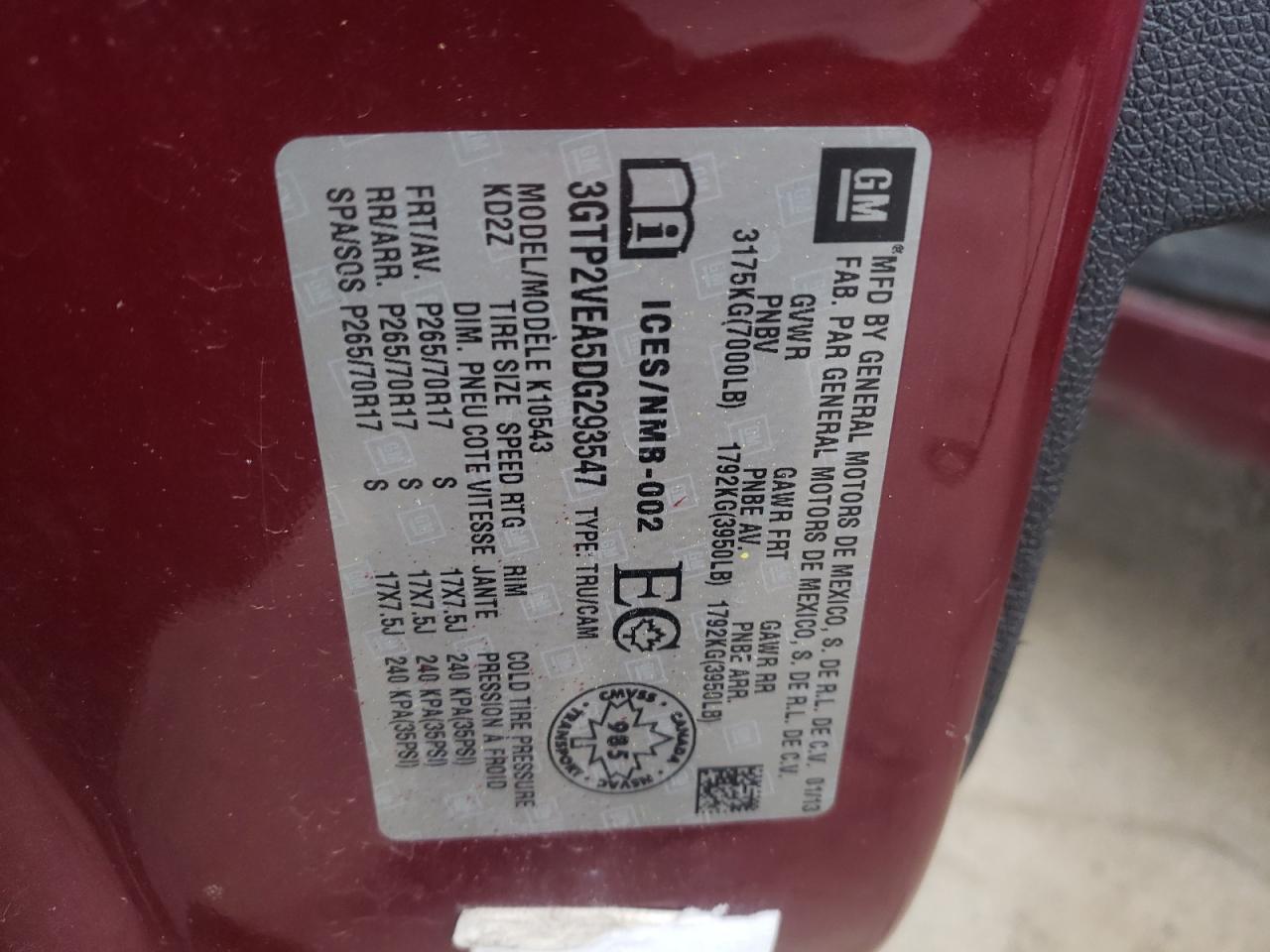 Photo 10 from auction – 2013 GMC SIERRA K15 with VIN 3GTP2VEA5DG293547