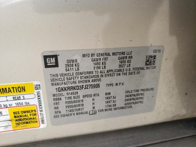 Photo 10 from auction – 2015 GMC ACADIA SLT with VIN 1GKKRRKD3FJ275906