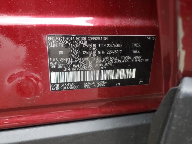 Photo 10 from auction – 2019 TOYOTA RAV4 XLE with VIN JTMP1RFV2KD523342