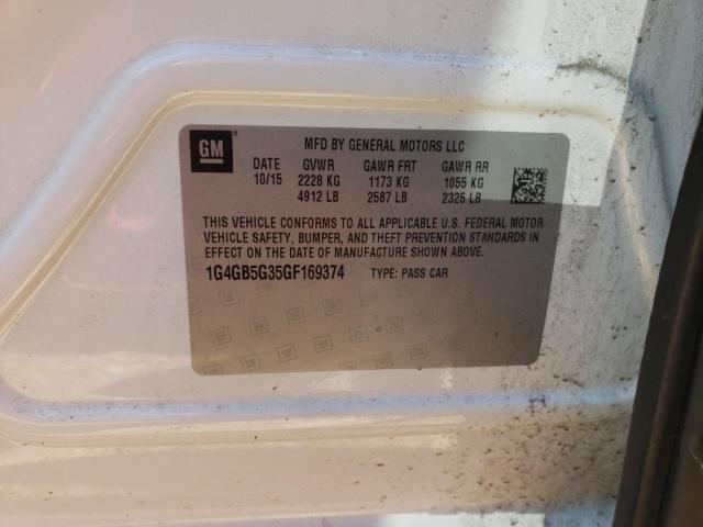 Photo 10 from auction – 2016 BUICK LACROSSE with VIN 1G4GB5G35GF169374