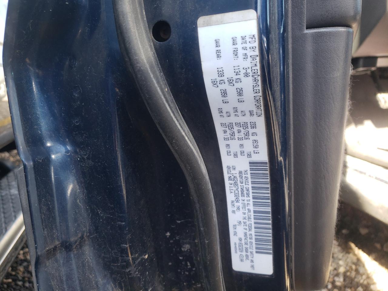 Photo 10 from auction – 2000 JEEP GRAND CHER with VIN 1J4G248S7YC332494