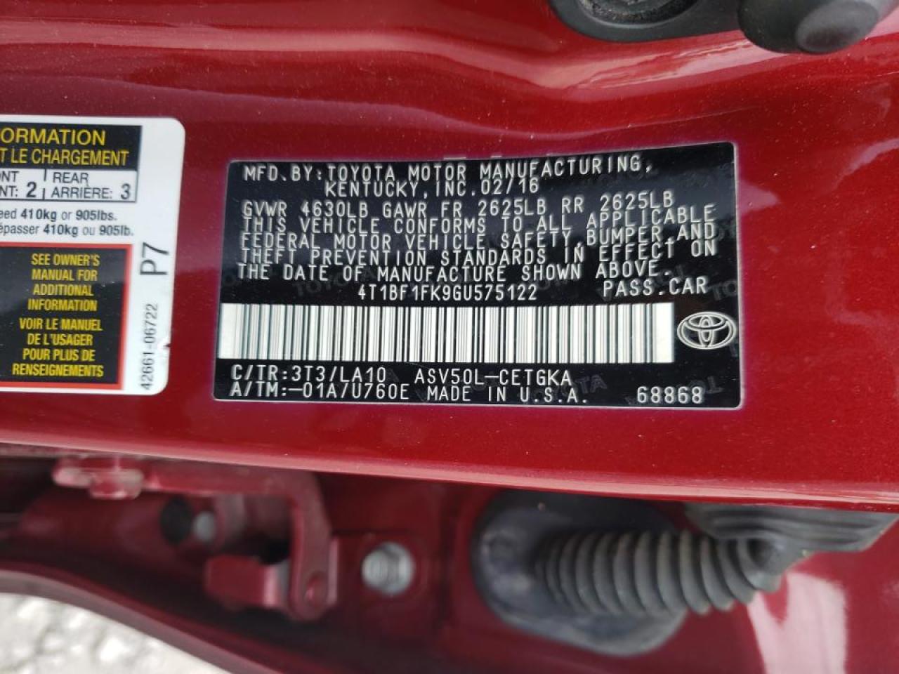 Photo 10 from auction – 2016 TOYOTA CAMRY LE with VIN 4T1BF1FK9GU575122