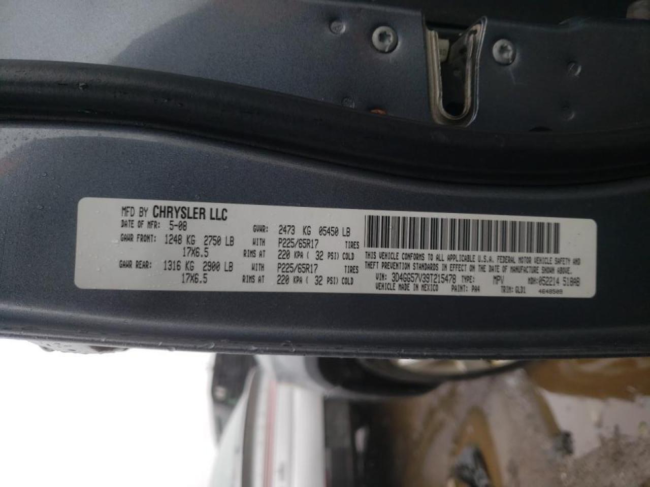 Photo 10 from auction – 2009 DODGE JOURNEY SX with VIN 3D4GG57V39T215478