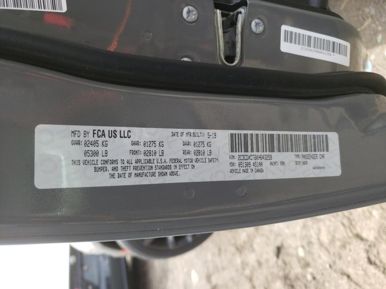 Photo 10 from auction – 2019 DODGE CHARGER R/ with VIN 2C3CDXCT6KH643259