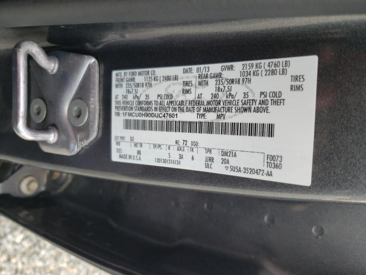 Foto 10 de la subasta – 2013 FORD ESCAPE SEL con VIN 1FMCU0H90DUC47601
