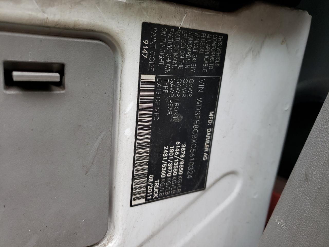 Photo 10 from auction – 2012 MERCEDES-BENZ SPRINTER 2 with VIN WD3PE8CBXC5610324