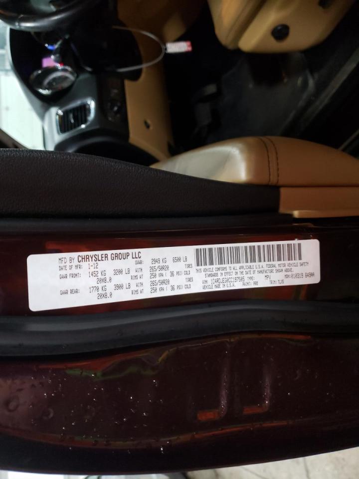 Photo 10 from auction – 2012 DODGE DURANGO CI with VIN 1C4RDJEG0CC197505