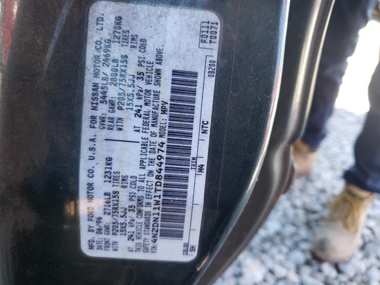 Photo 10 from auction – 1996 NISSAN QUEST XE with VIN 4N2DN11W1TD844974